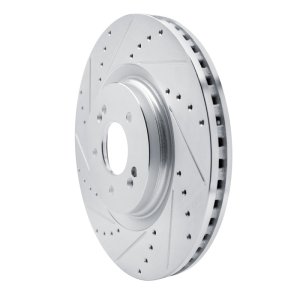 Hyundai Sonata Brake Rotor (1) - Front Left - R1 Concepts - Drilled & Slotted - Silver - `21-`26